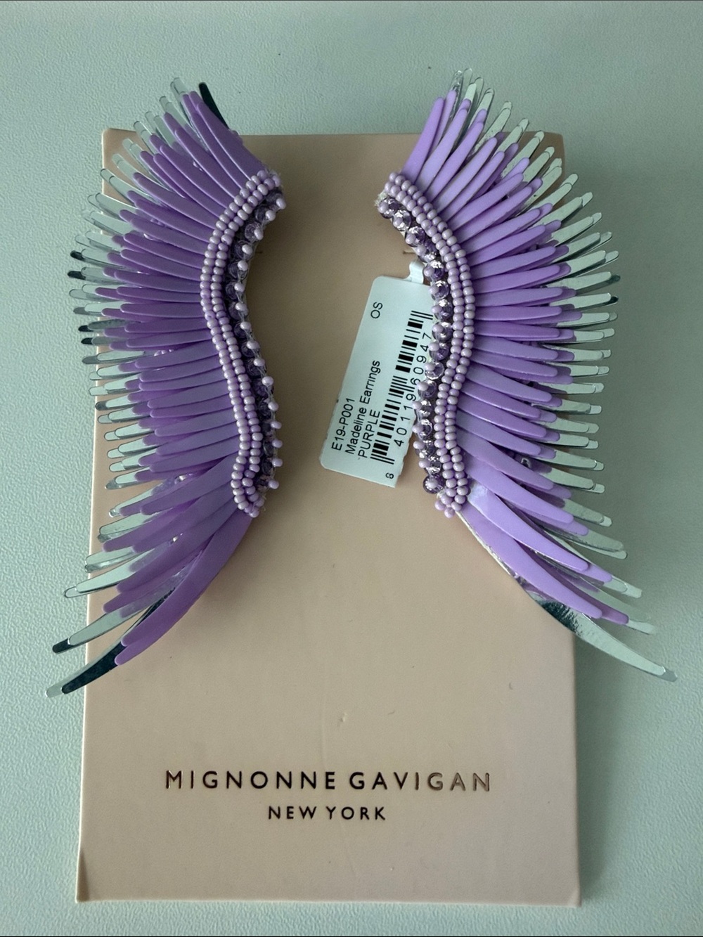 Mignonne Gavigan Lilac Fringe Beaded Earrings
